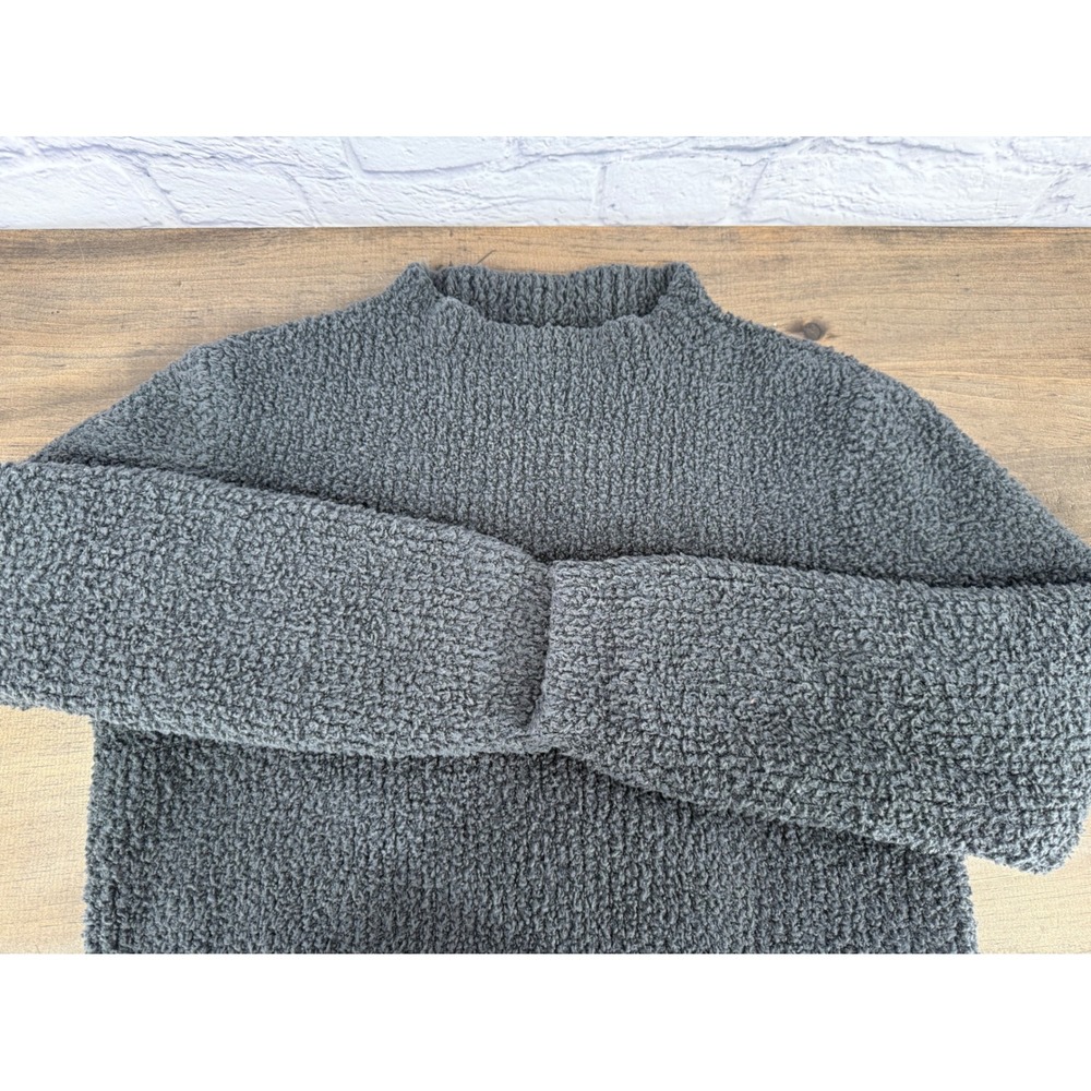 Aerie Women's Cozy Textured Chenille Knit Mock Neck Cropped Sweater Charcoal XL - Picture 8 of 8